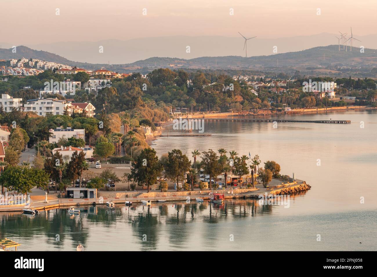 Datca waterfront view at sunrise, Turkey Stock Photo