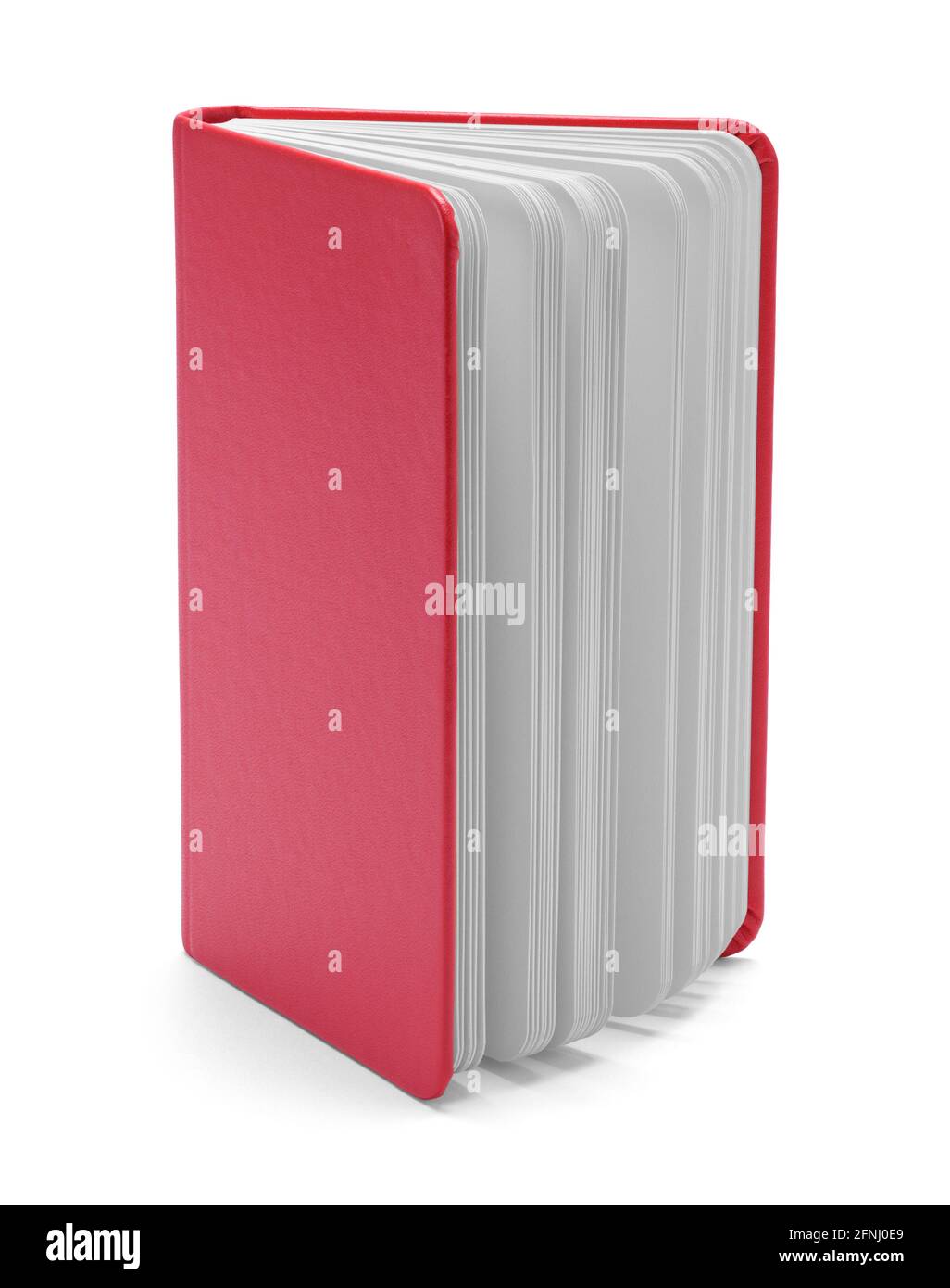 Open Red Hardback Book Upright Cut Out. Stock Photo