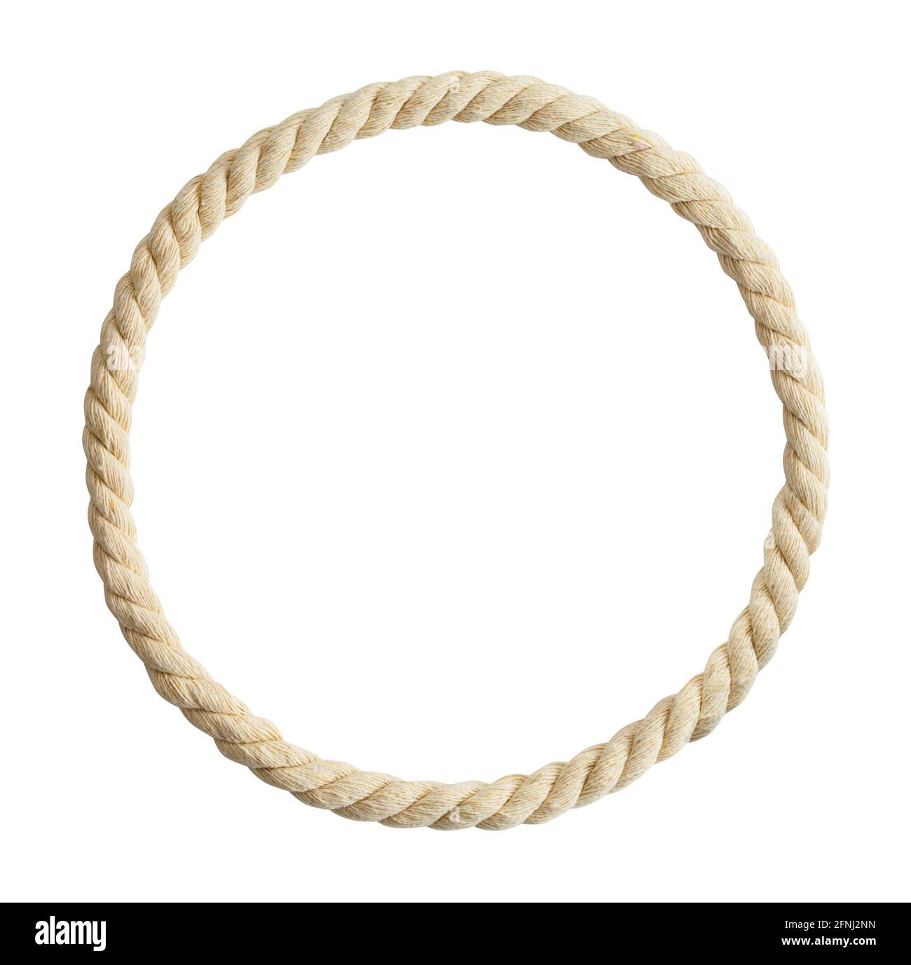 Twisted Hemp Rope in a Circle Frame Cut Out. Stock Photo