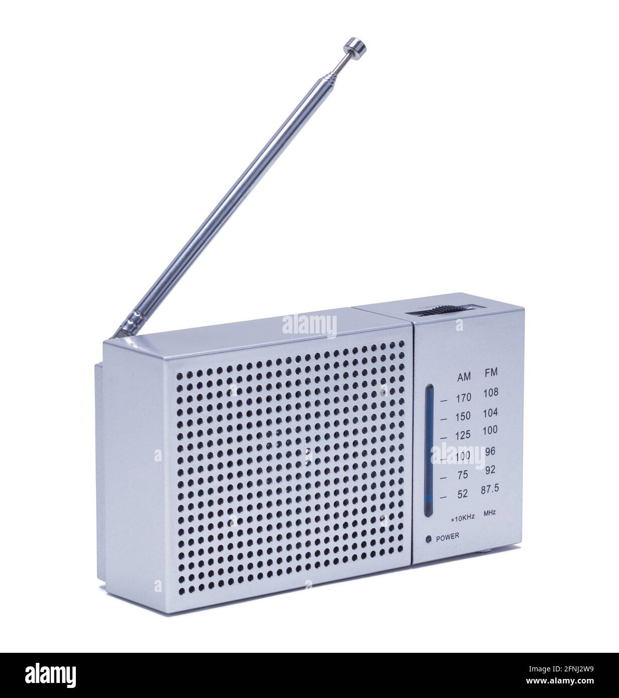 Small Metallic Transistor Radio With Antenna Cut Out? Stock Photo