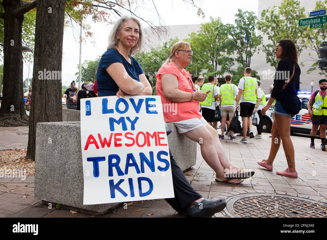 September 28, 2019 - Washington, DC USA: Transgender rights activists and family gather to raise awareness during The National Trans Visibility March Stock Photo