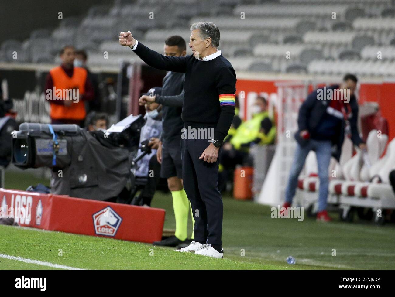 Coach of AS Saint-Etienne Claude Puel during the French championship Ligue 1 football match between Lille OSC (LOSC) and AS Saint-Etienne (ASSE) on May 16, 2021 at Stade Pierre Mauroy in Villeneuve-d'Ascq near Lille, France - Photo Jean Catuffe / DPPI / LiveMedia Stock Photo