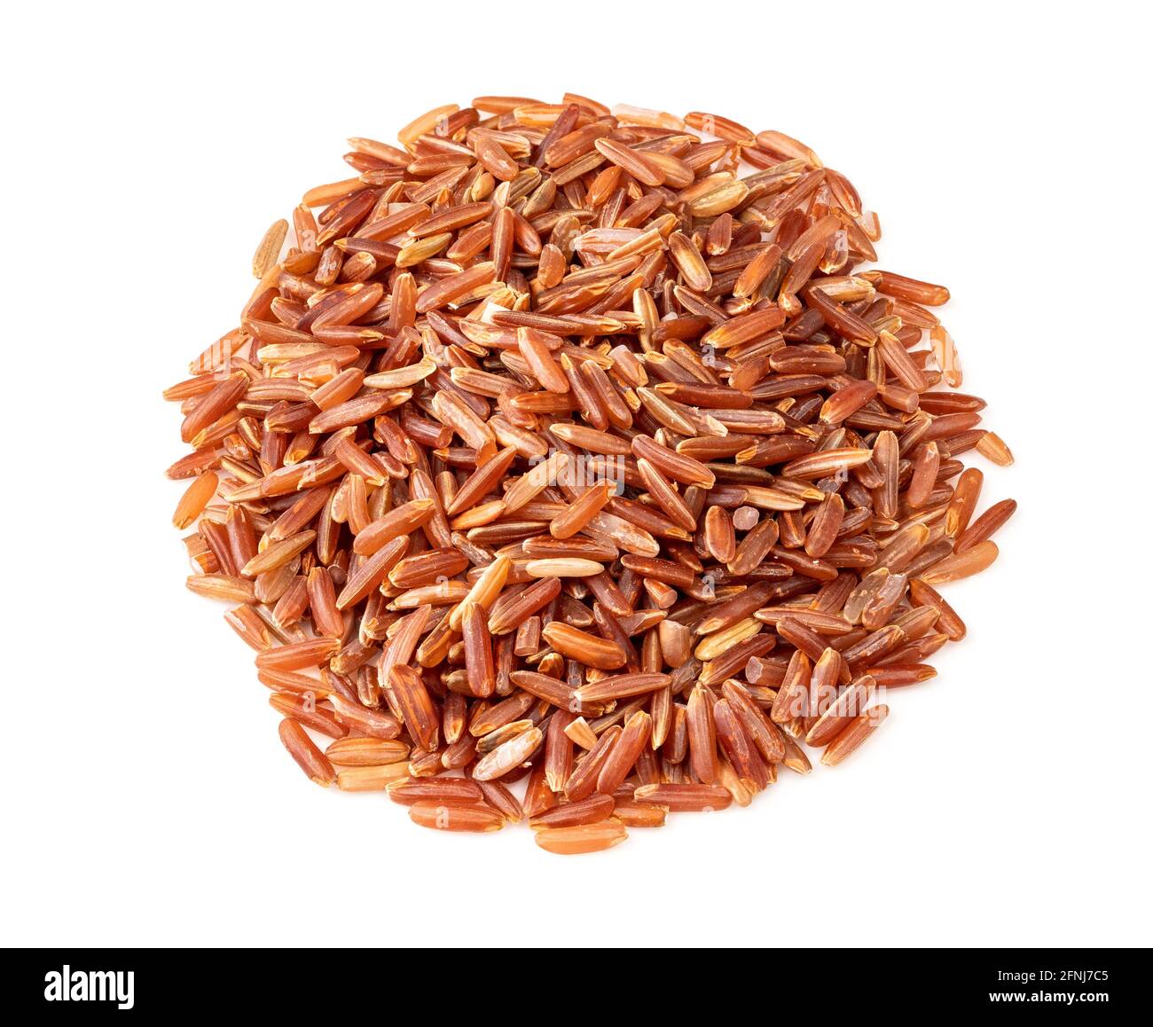 pile of raw red rice closeup on white background Stock Photo Alamy