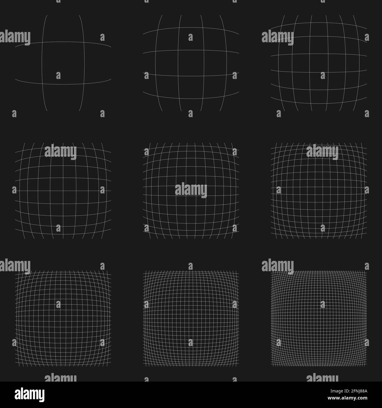 Grid, mesh, lattice, grating with distort, deform effect. Distortion ...