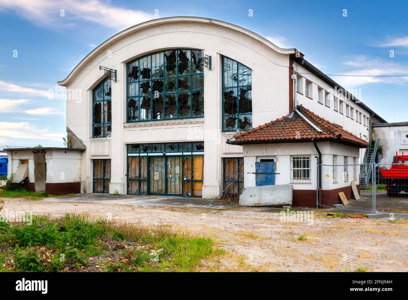 Worms,Germany, 05/09/2021: Former building of a meat wholesaler in disrepair, Worms, Germany Stock Photo