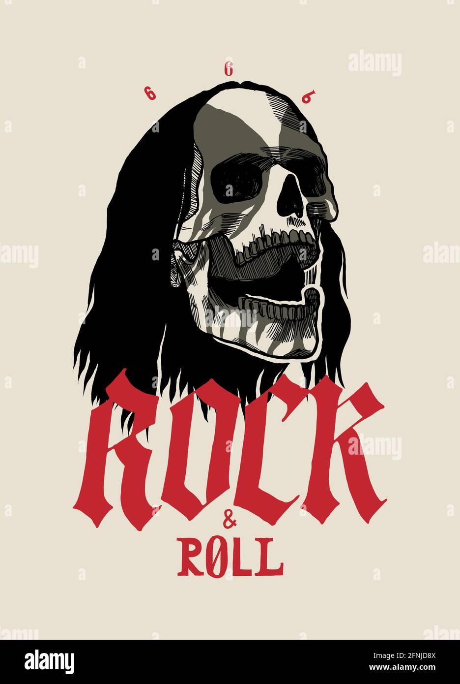 Black metal skull with long hair and painted black and white face. Rock and  roll music vector illustration Stock Vector Image & Art - Alamy