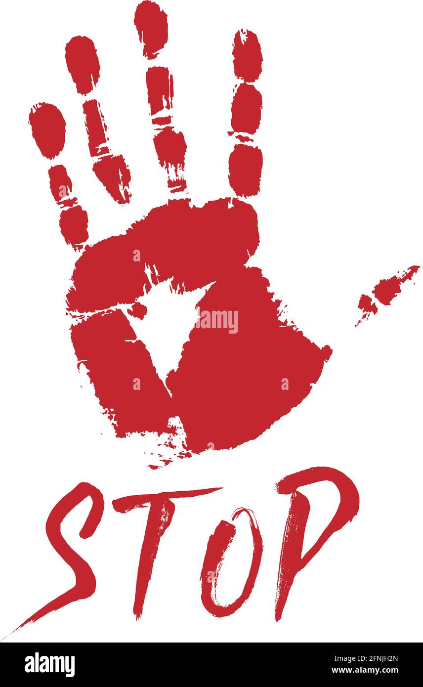 Hand print with stop sign on white background Stock Vector Image & Art ...