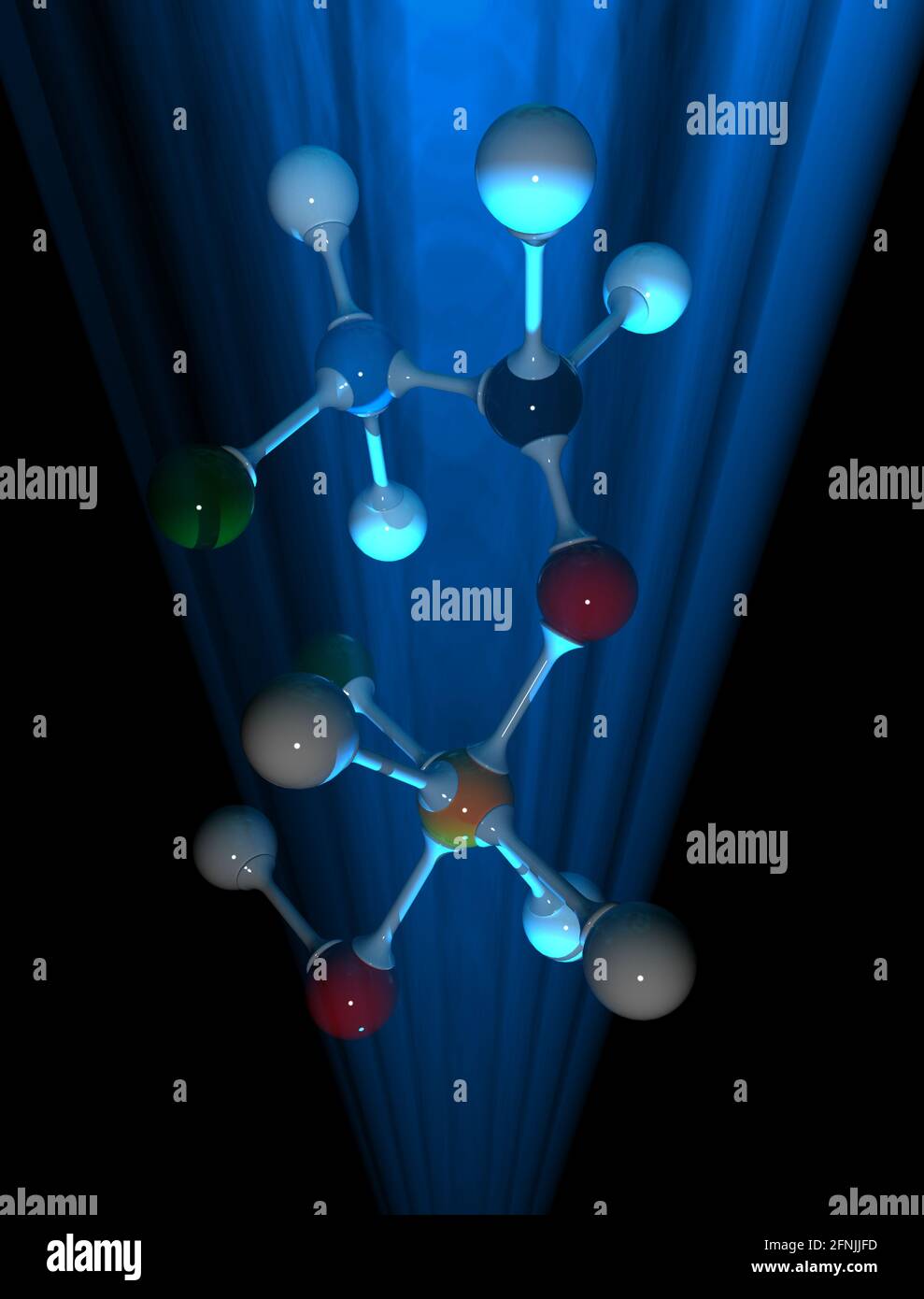 molecular structure in blue light rays. 3d rendering Stock Photo - Alamy