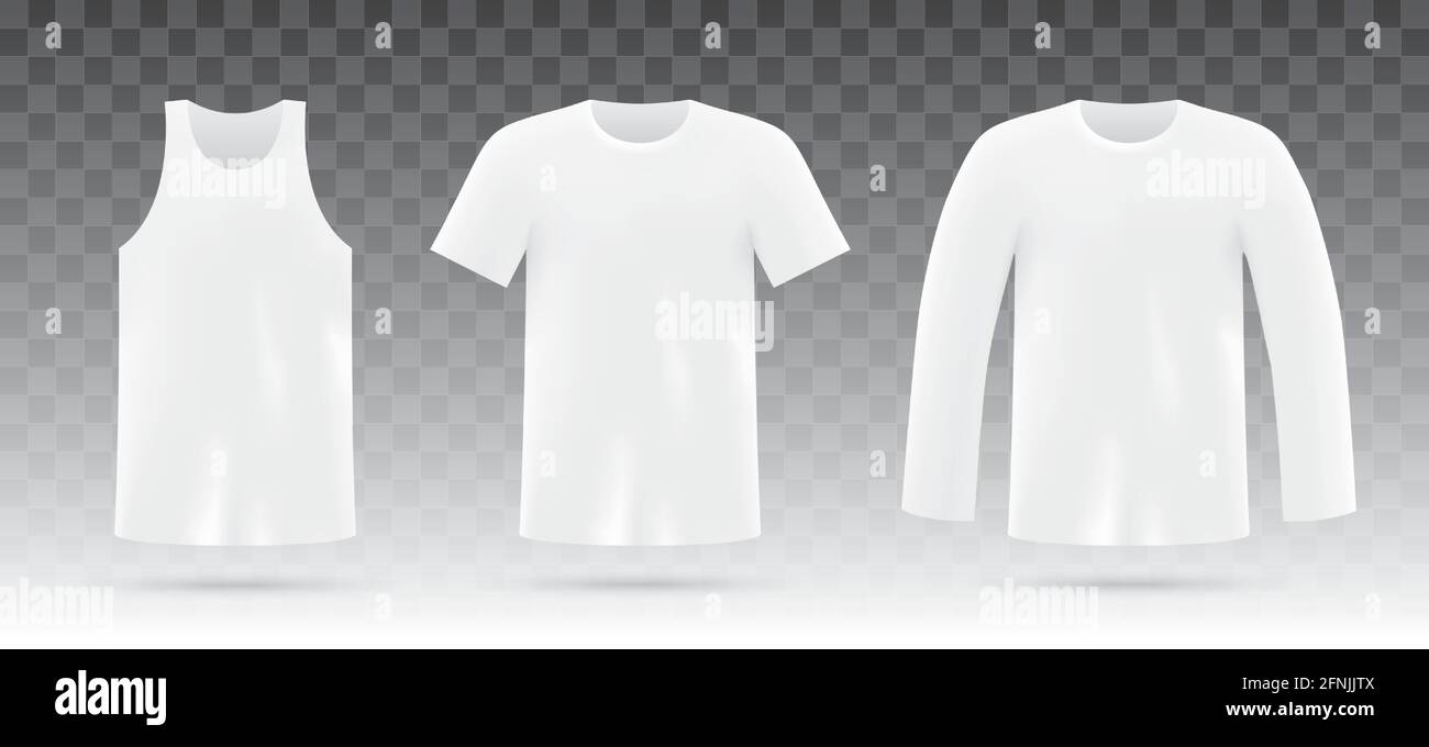 Vector set of white shirts, isolated on background. Stock Vector