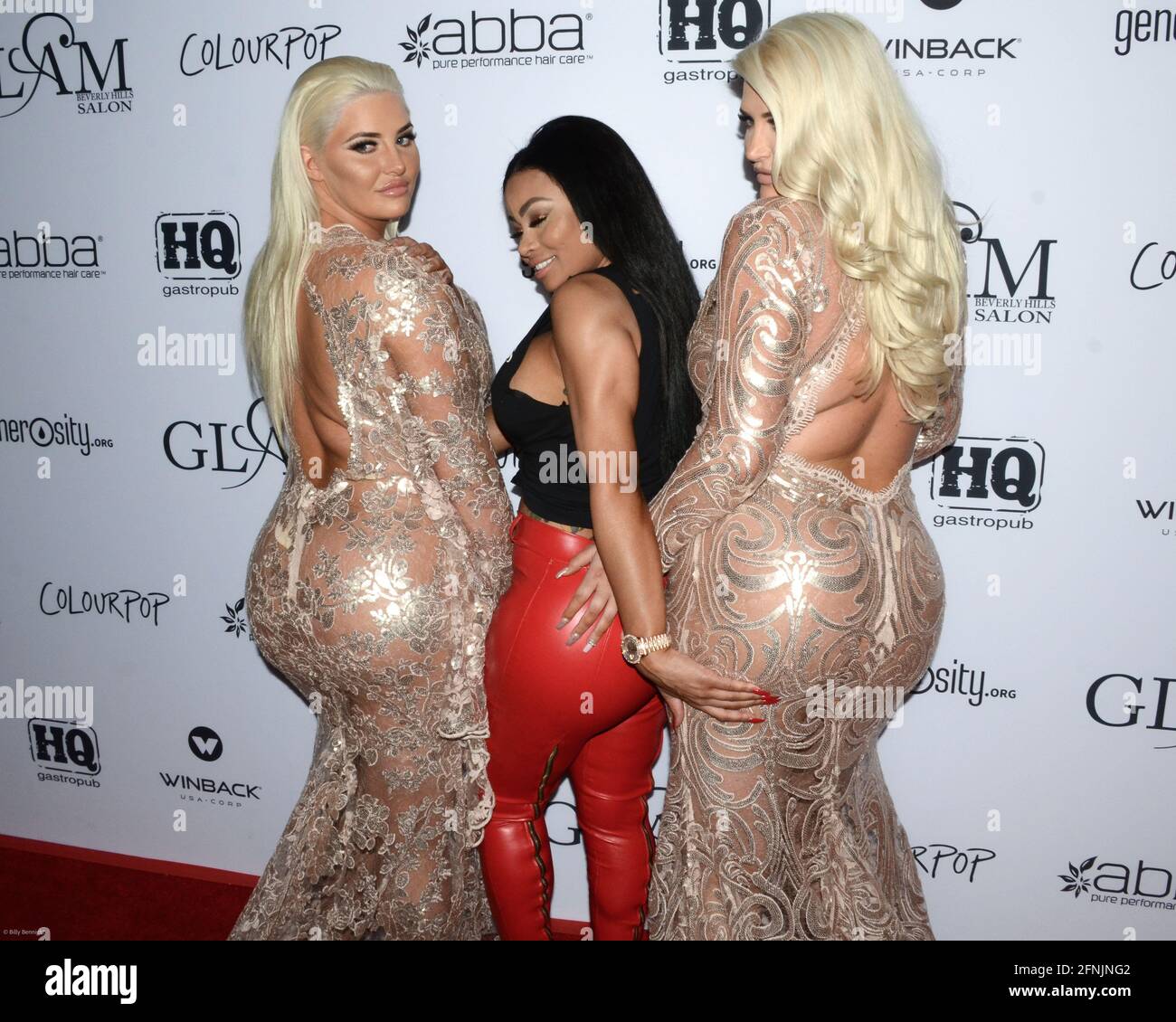 November 19, 2015, Beverly Hills, California, USA: Kristina Shannon, Blac Chyna and Karissa Shannon attend the GLAM Beverly Hills Salon Grand Opening celebration and Ribbon Cutting ceremony. (Credit Image: © Billy Bennight/ZUMA Wire) Stock Photo