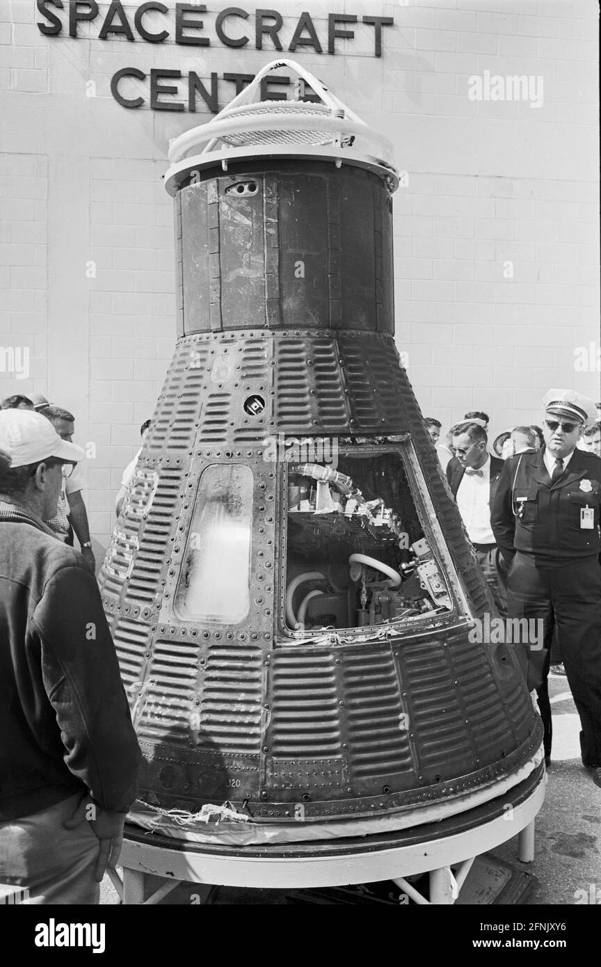 Return of NASA's Mercury Friendship & Space Capsule after John Glenn's successful Orbit of Earth, Cape Canaveral, Florida, USA, Thomas J. O'Halloran, February 21, 1962 Stock Photo