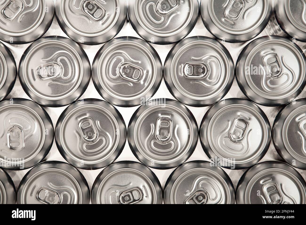 Number of aluminium cans viewed from above Stock Photo
