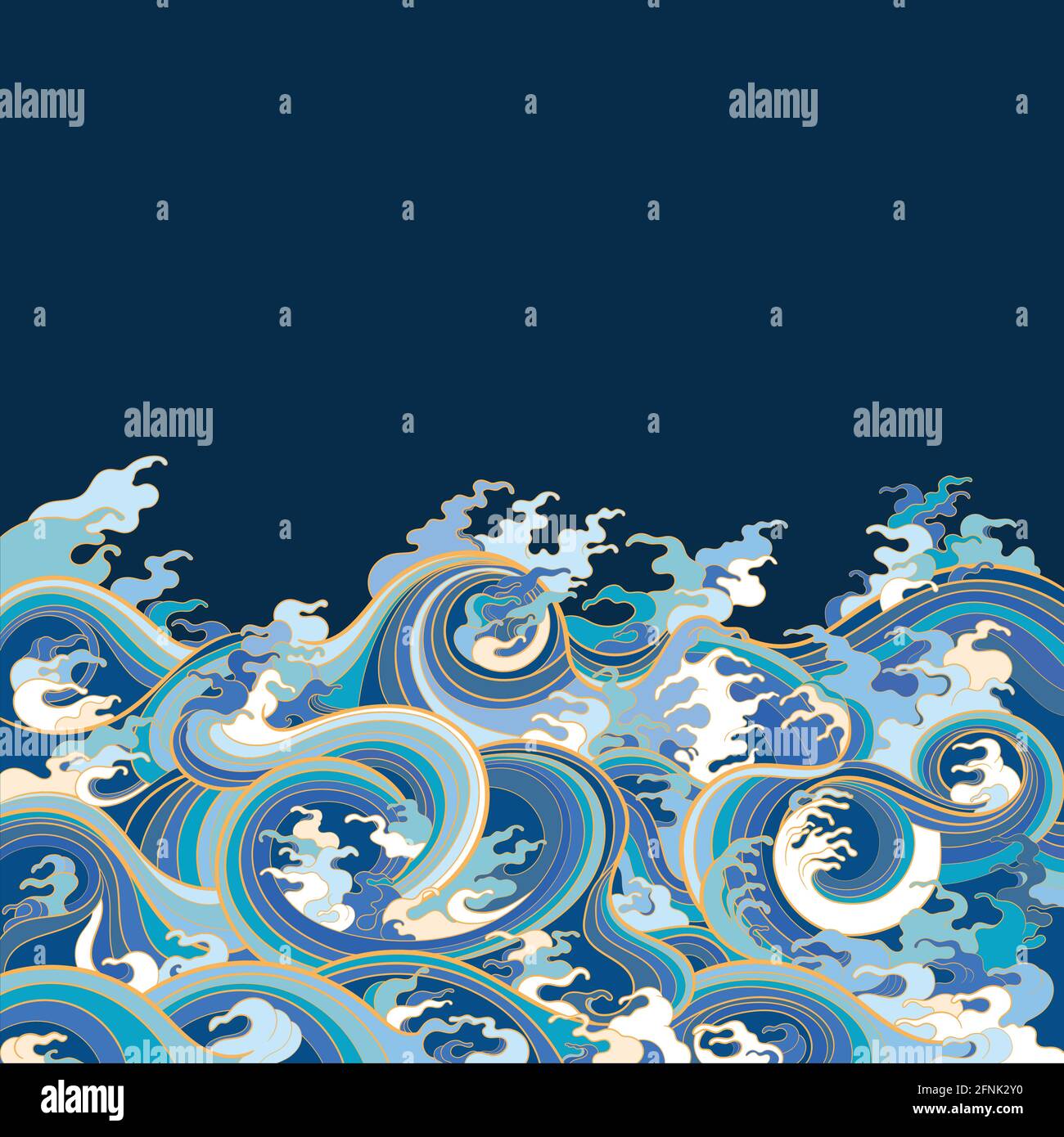 Vector background with waves in traditional oriental style. Stock Vector