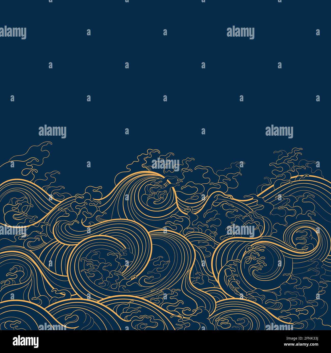 Vector background with waves in traditional oriental style. Stock Vector