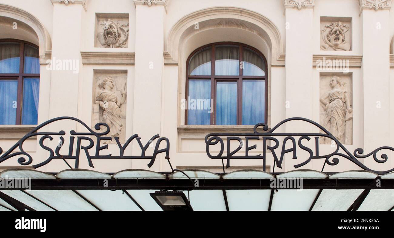 Kadikoy, Istanbul, Turkey - April 15th, 2021: A connection between Paris and Istanbul, The Sureyya Opera Theater's front façade Stock Photo