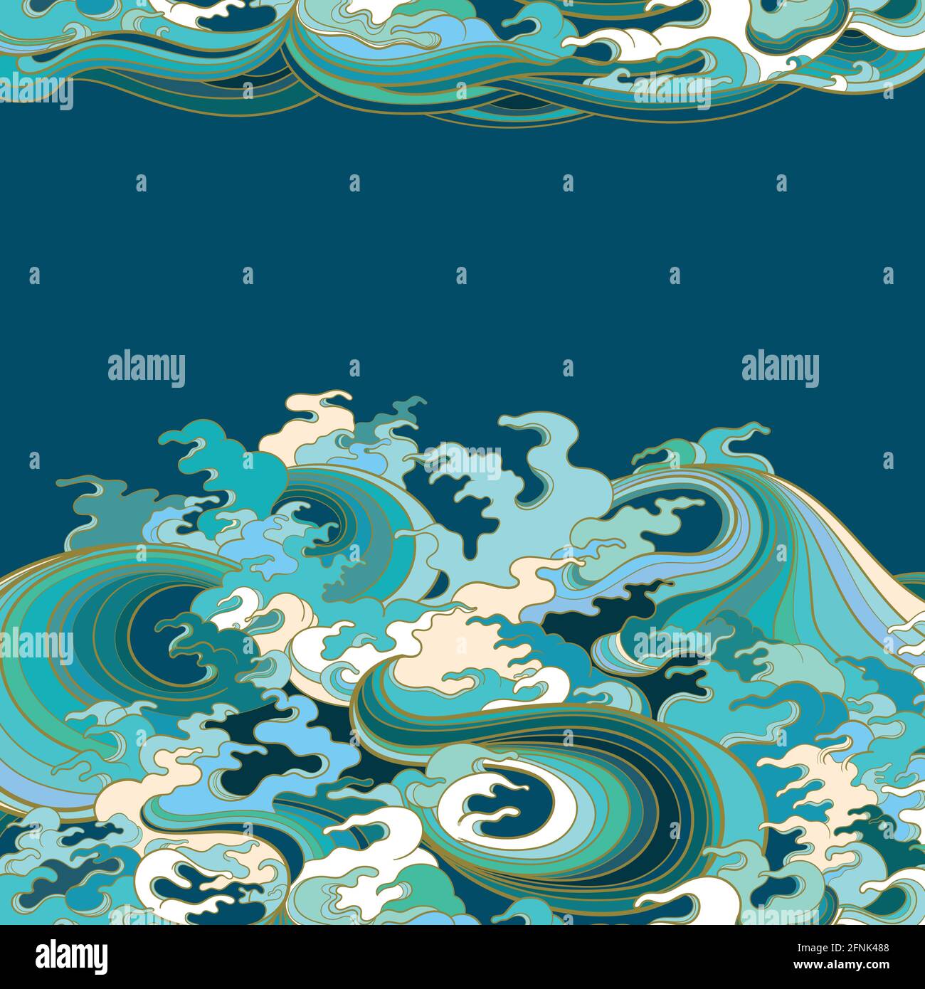 Vector background with waves in traditional oriental style Stock Vector