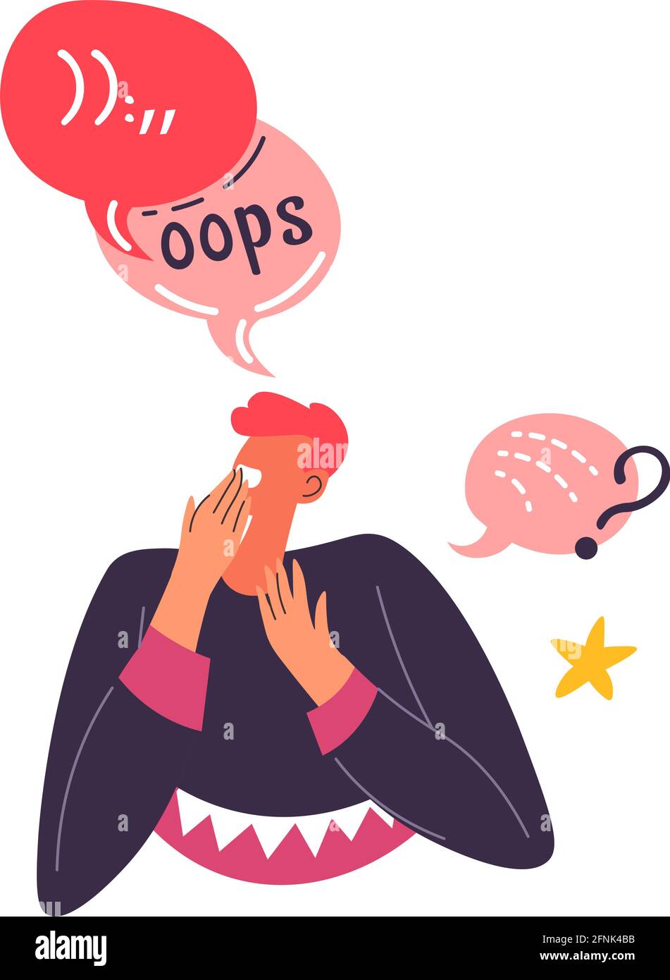 Oops expression of emotion, personage chatting Stock Vector