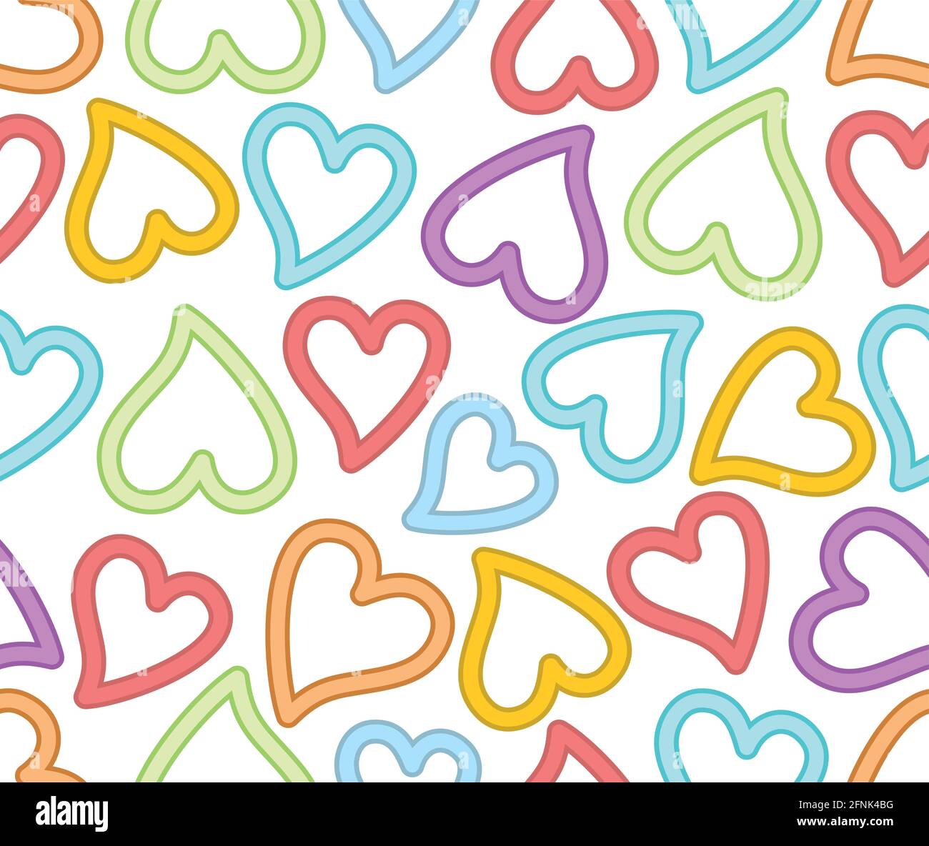 Seamless abstract background with rainbow hearts in outline design ...