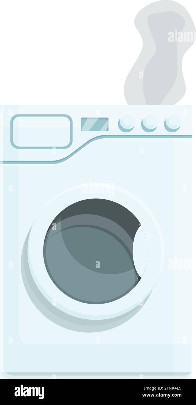 Smoking broken washing machine icon. Cartoon of Smoking broken washing machine vector icon for web design isolated on white background Stock Vector