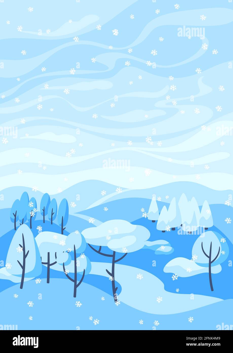 Winter landscape with forest, trees and bushes Stock Vector Image & Art ...