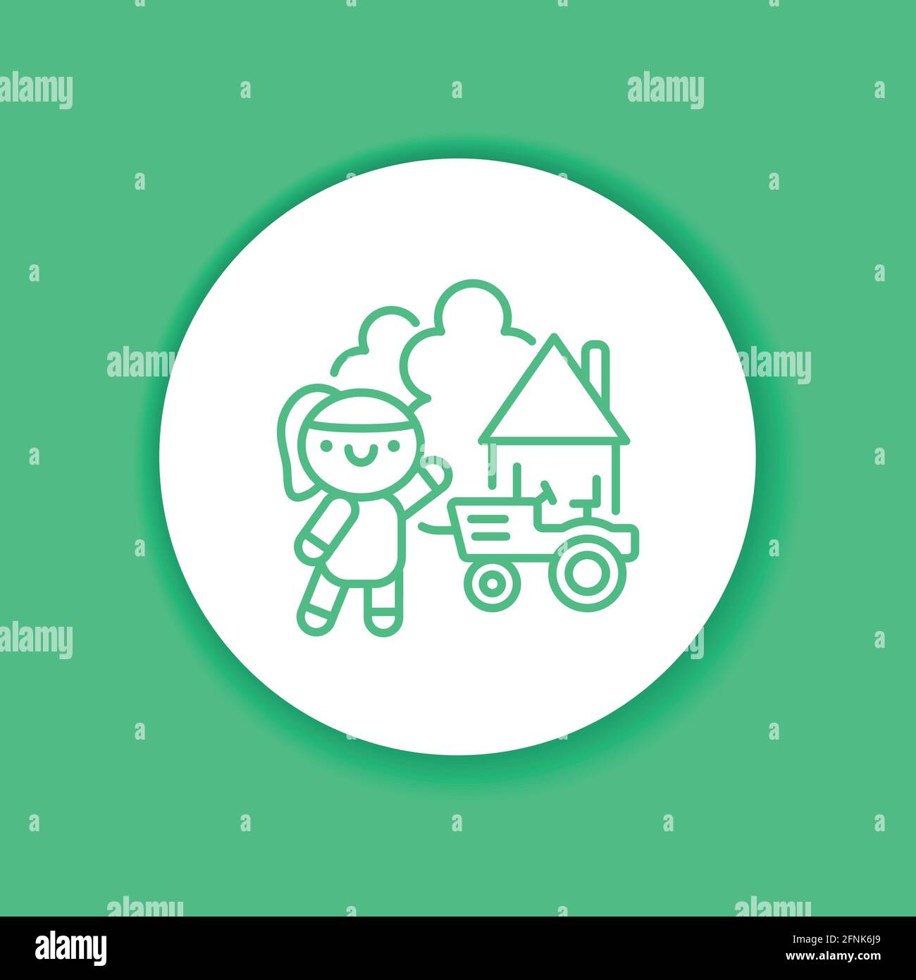 Rural tourism glyph black icon. Cute girl in village kawaii pictogram ...