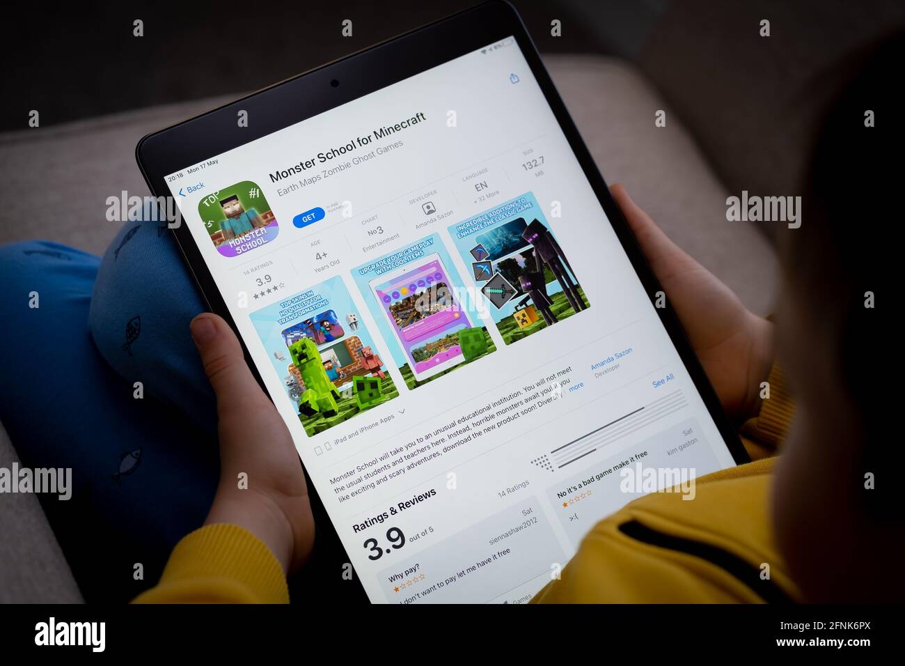 Monster School For Minecraft App Seen On The Screen Of Ipad Which Is In The Hands Of Unrecognisable Child Concept Stafford United Kingdom May 18 Stock Photo Alamy