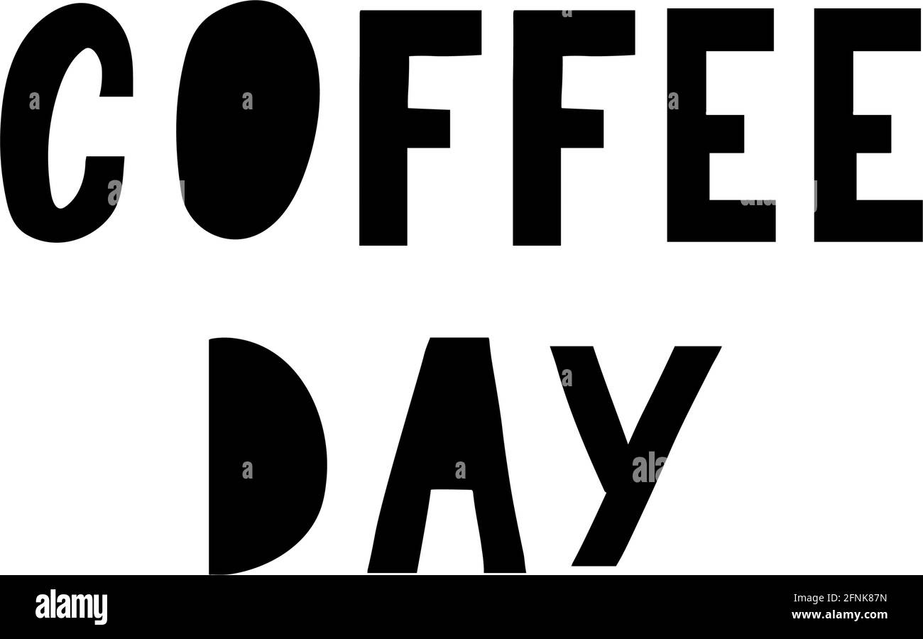 International Coffee Day lettering with coffee beans. Vector