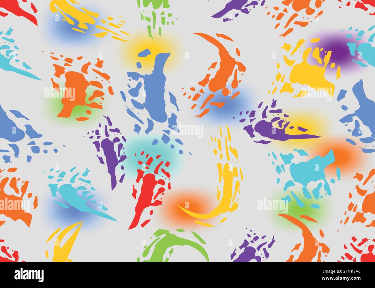 Gray seamless abstract background with colored splashes Stock Vector