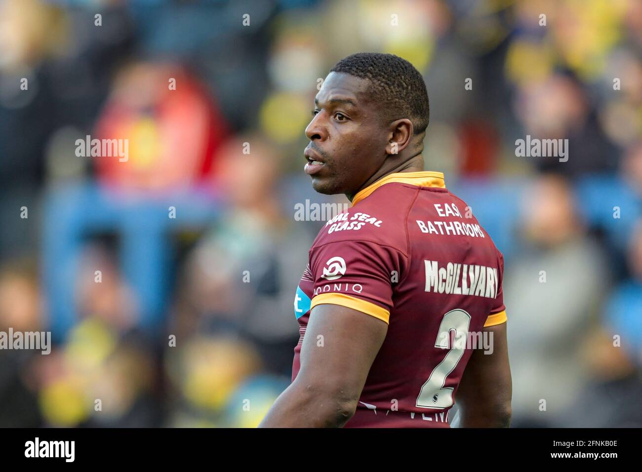 Warrington, UK. 17th May, 2021. Jermaine McGillvary (2) of Huddersfield Giants in action during the game in Warrington, United Kingdom on 5/17/2021. (Photo by Simon Whitehead/News Images/Sipa USA) Credit: Sipa USA/Alamy Live News Stock Photo