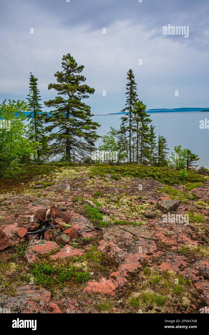 Kama Bay Lake Superior Nipigon Ontario Canada Red and Orange Rock Beach