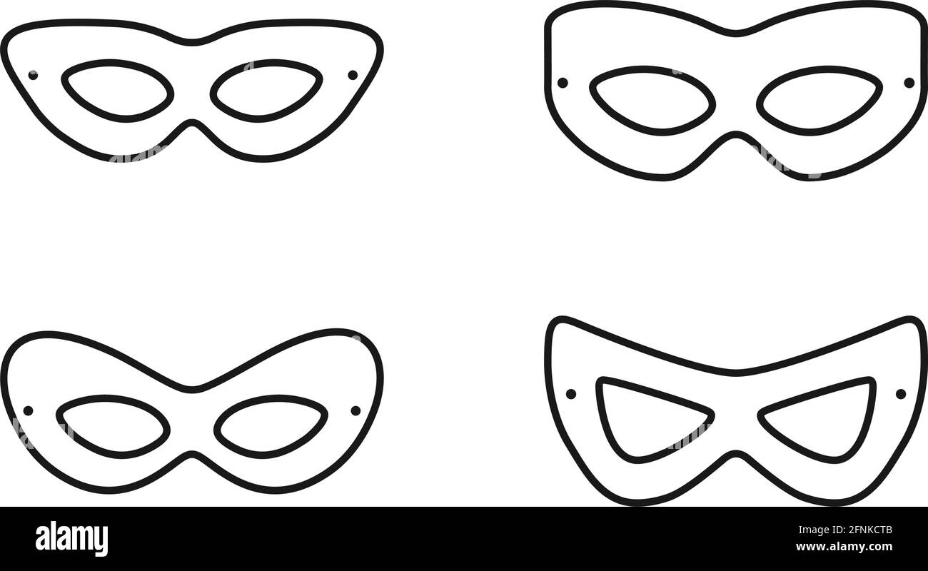 Super hero mask or villian face mask eye mask template in vector set Stock Vector