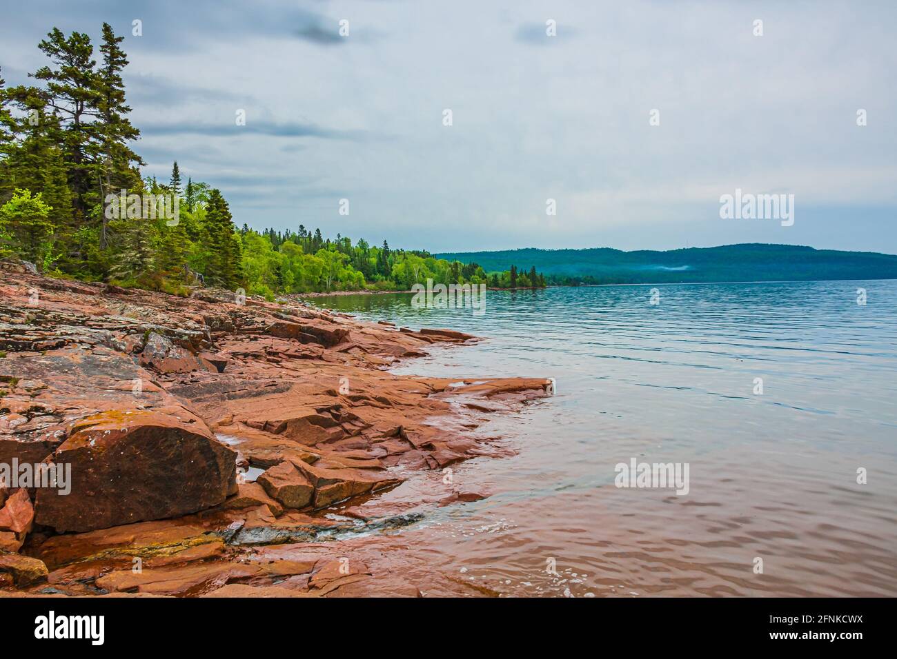 Kama Bay Lake Superior Nipigon Ontario Canada Red and Orange Rock Beach