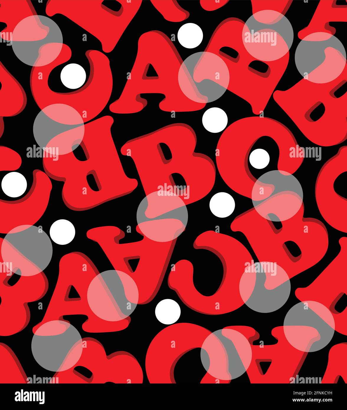 Seamless crazy background with red letters on dark area Stock Vector