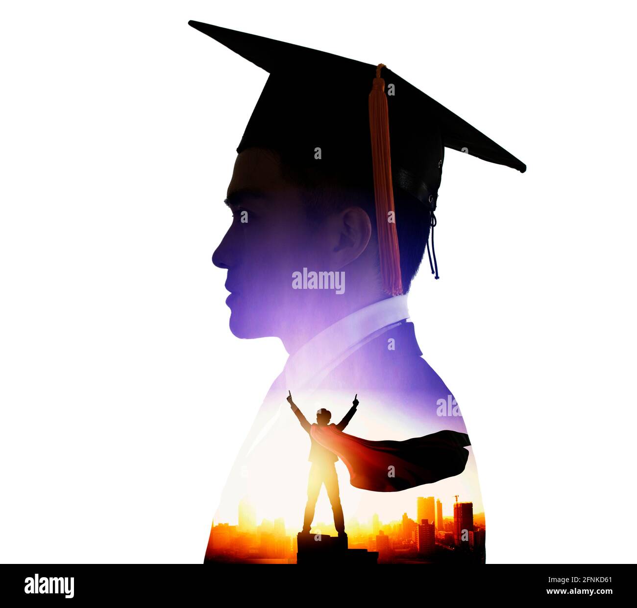 side view of young male graduation with knowledge is power concepts. double  exposure Stock Photo - Alamy