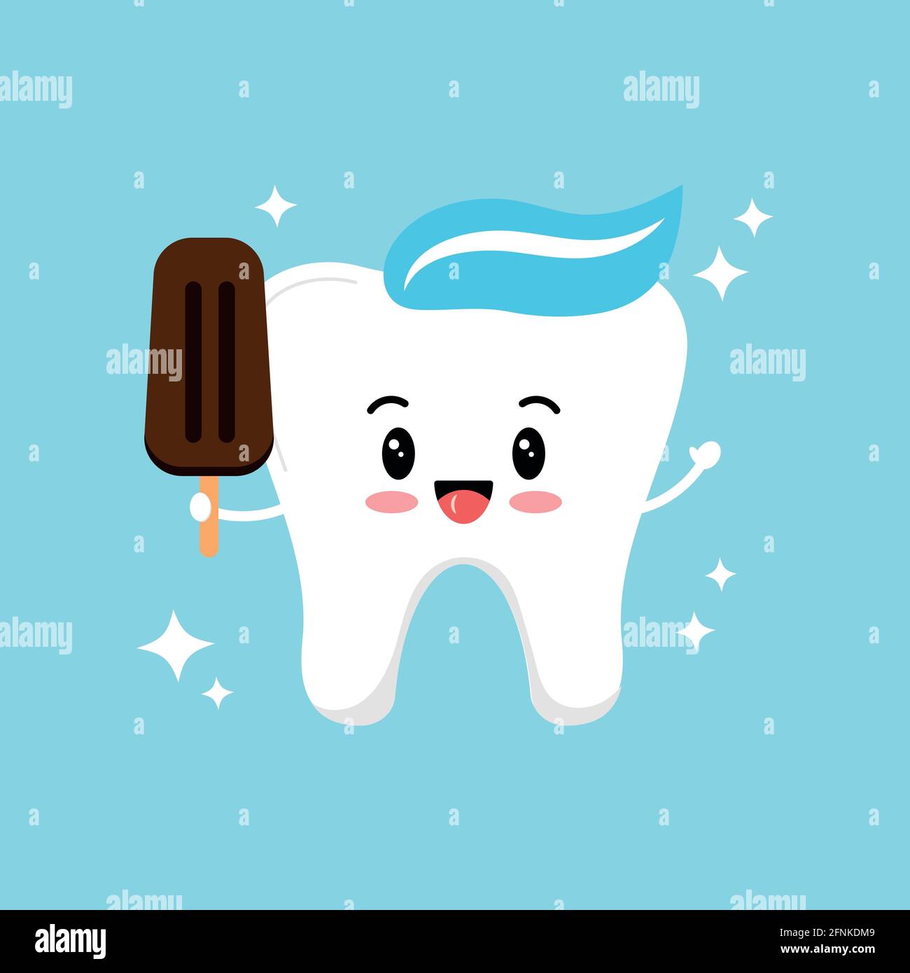 Cute tooth with ice cream clip art illustration Stock Vector