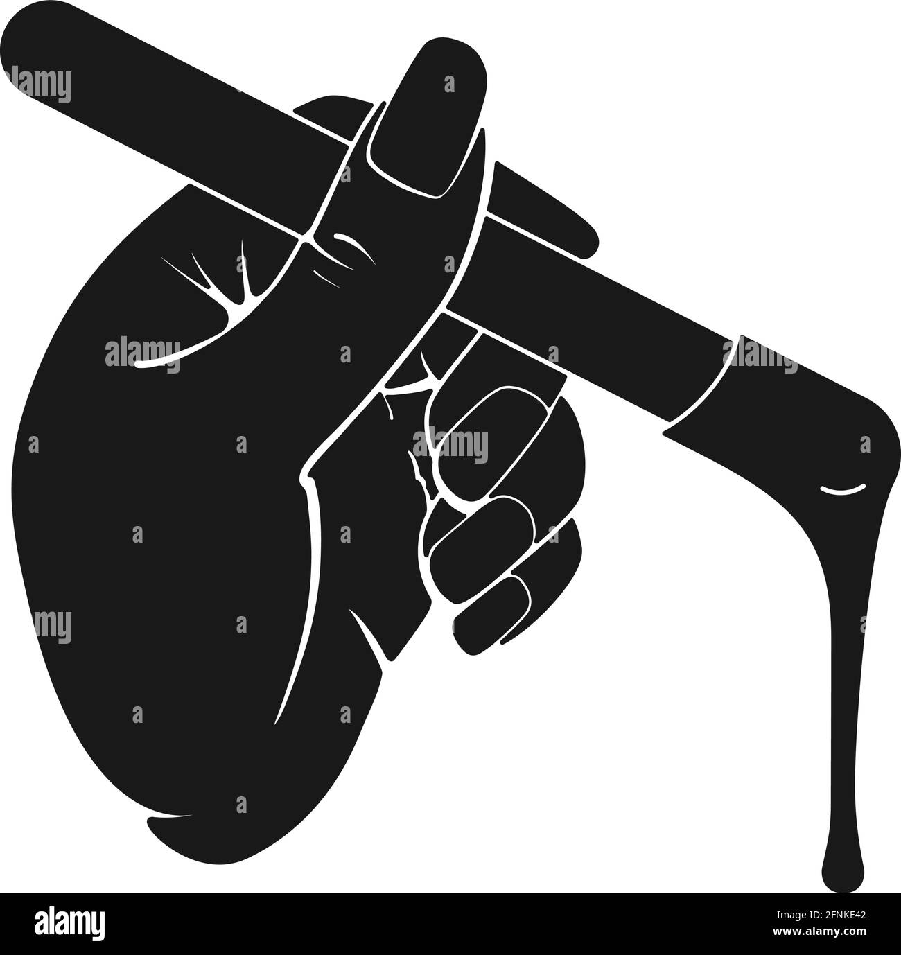 Proffesional beautician waxing or hand with wax for hair removal concept in vector icon Stock Vector