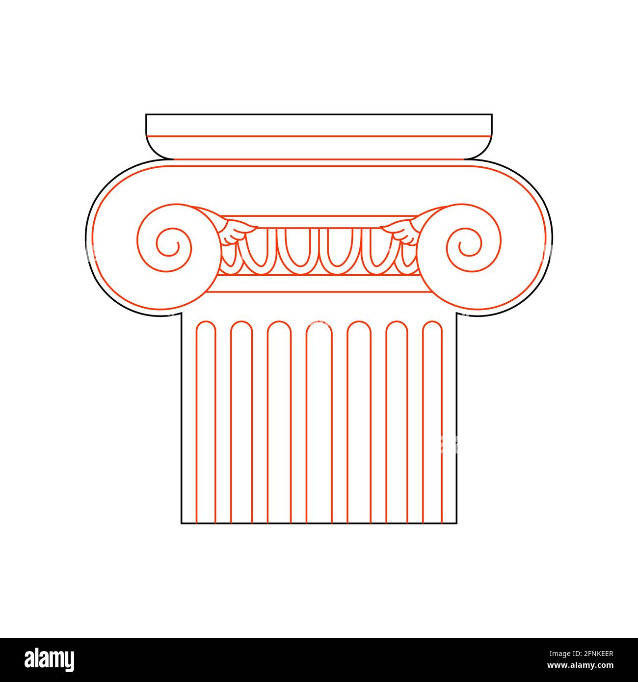 Greek Column in Linear Style for Laser Cutting and Engraving. Vector illustration. Stock Vector