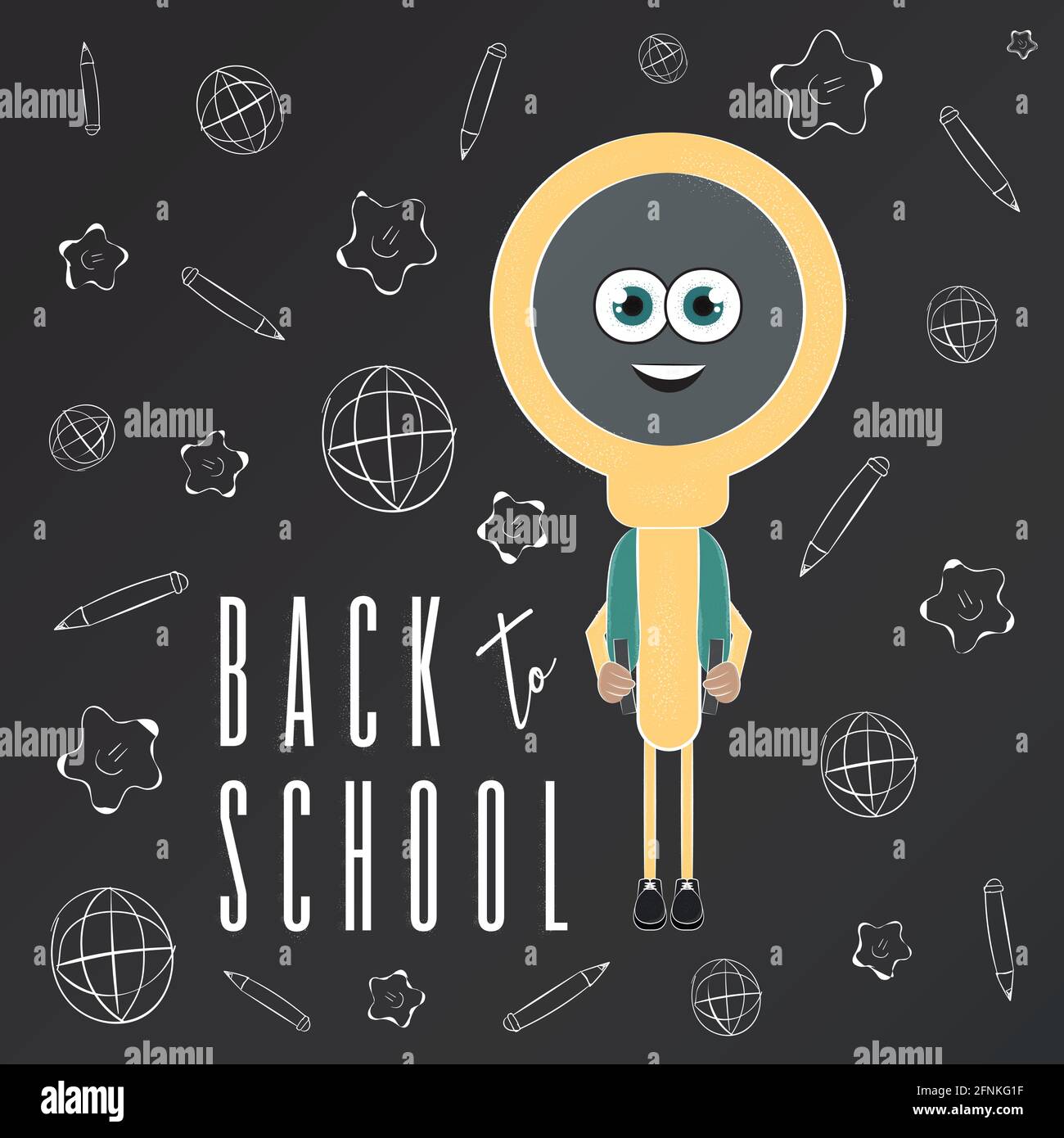 Back to school poster with a happy magnifying glass Stock Vector Image ...