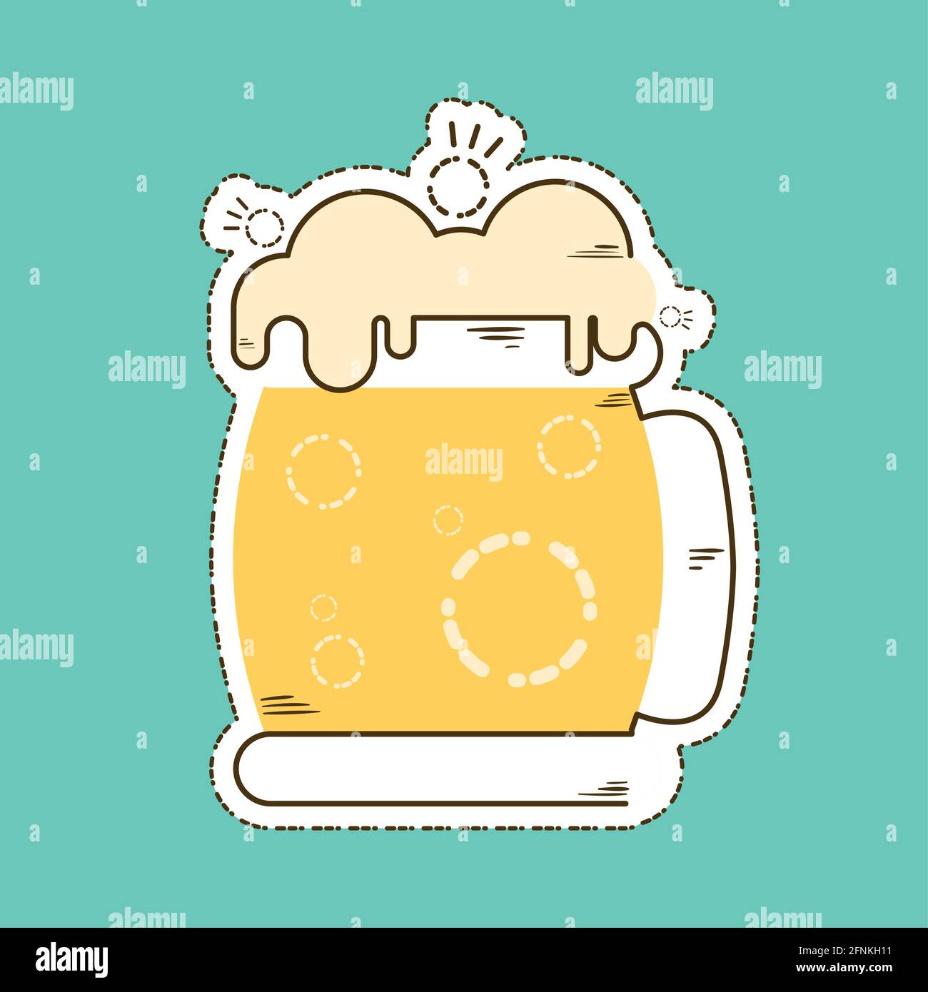 Beer mug with foam icon within cut lines Stock Vector