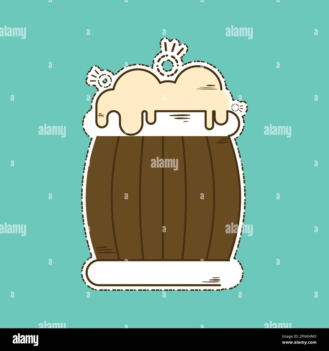 Beer mug with foam icon within cut lines Stock Vector