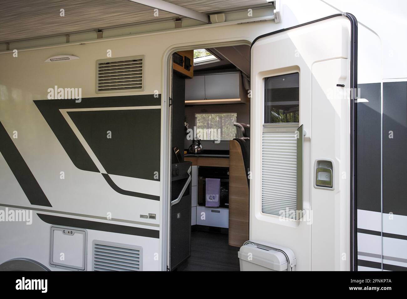 Camper. Closeup of body parts of the mobile home Stock Photo Alamy
