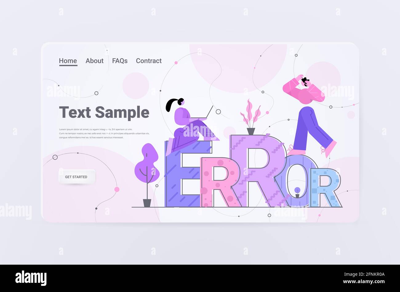 programers repairing site with problem not working lost not found concept Stock Vector