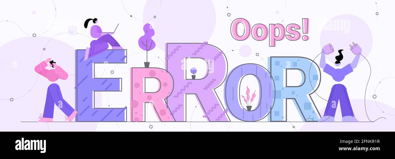 programers repairing site with problem not working lost not found concept Stock Vector