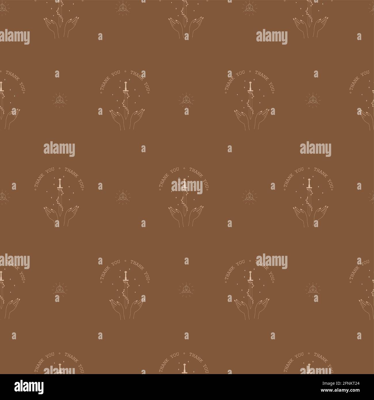 Seamless pattern with boho Thank you stickers. Thank you for your order background. Modern vector illustration in linear style. Use for wallpaper Stock Vector
