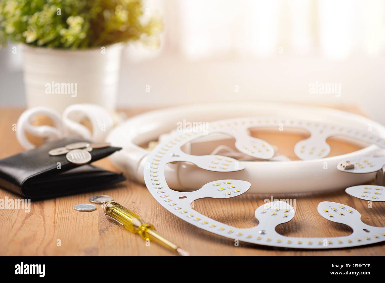 The energy saving LED ceiling light used to replace fluorescent tube