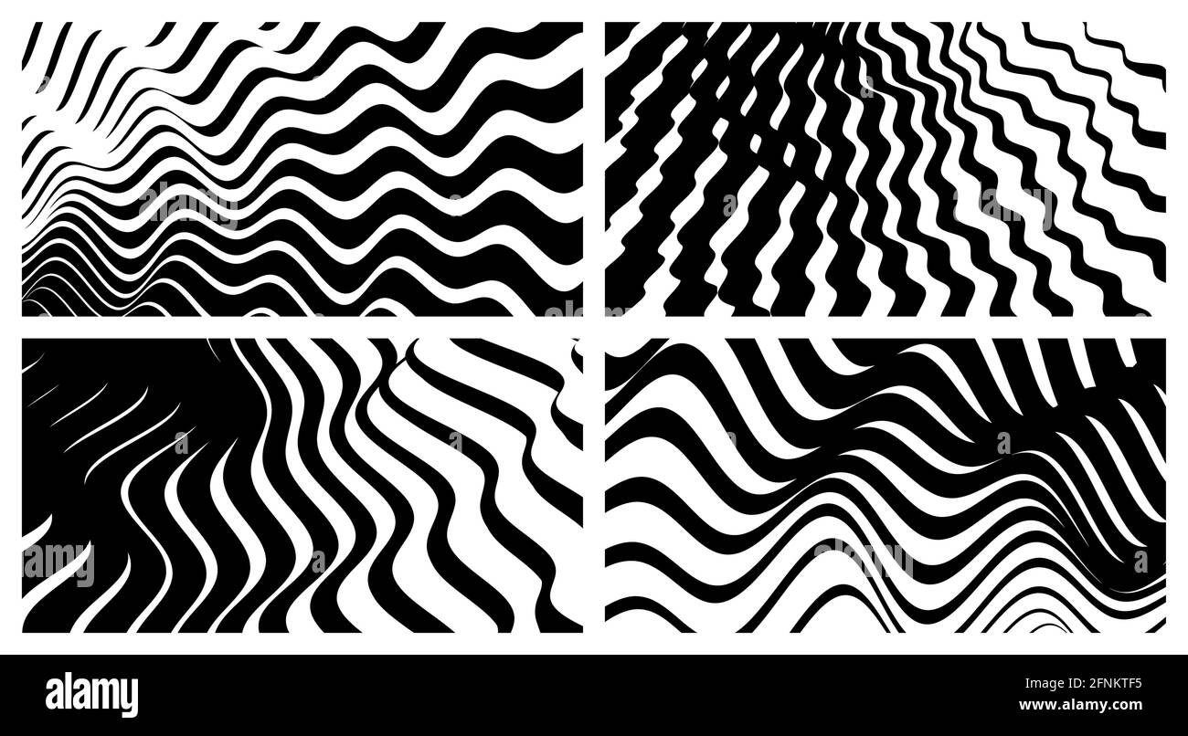 Black and white design. Pattern with optical illusion. Abstract striped background. Vector illustration. Stock Vector