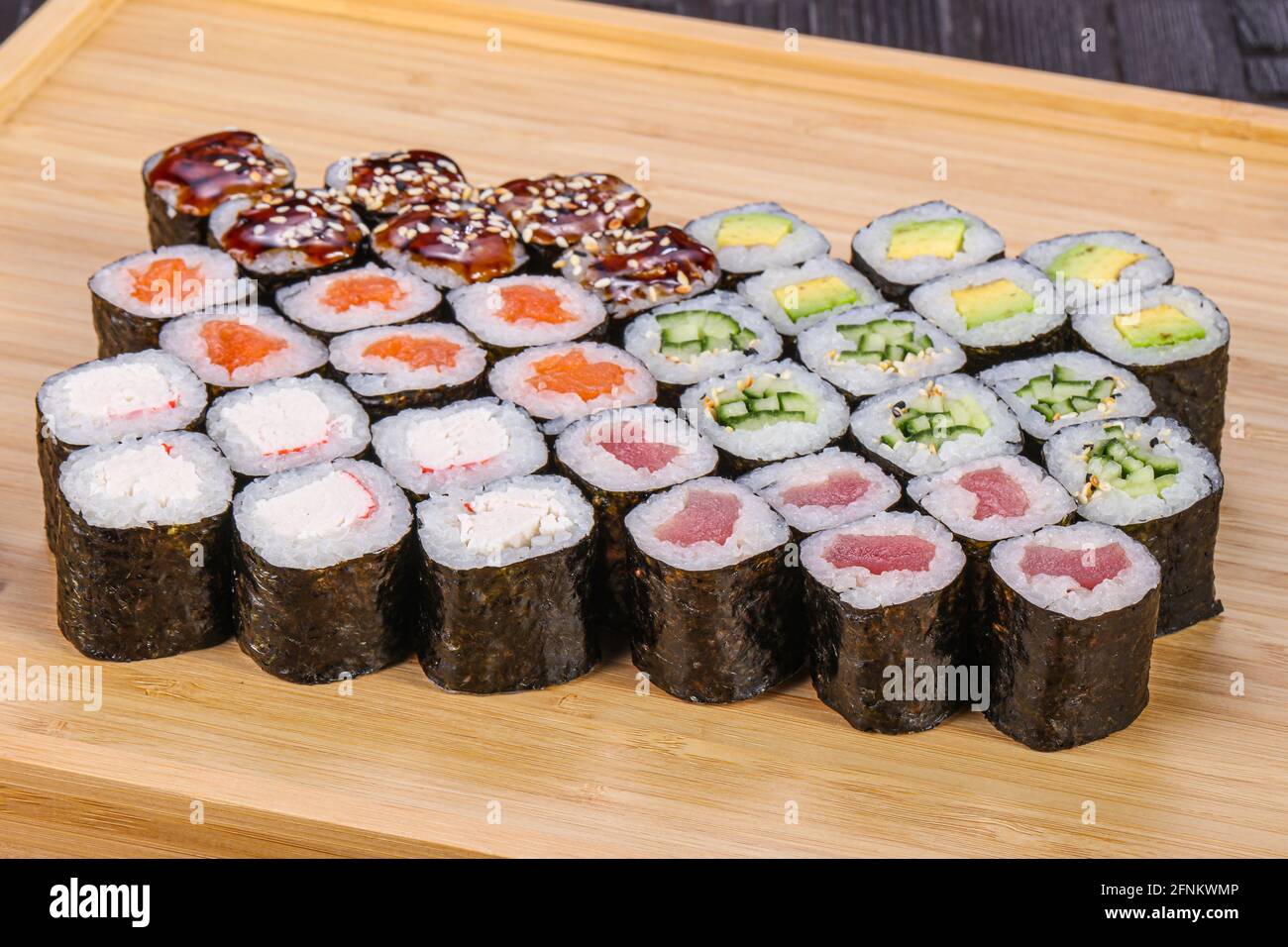 Japanese cuisine - Kappa Maki set with fish Stock Photo - Alamy