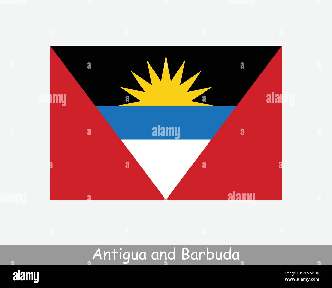 National Flag of Antigua and Barbuda. Antiguan and Barbudan Country Flag Detailed Banner. EPS Vector Illustration Cut File Stock Vector