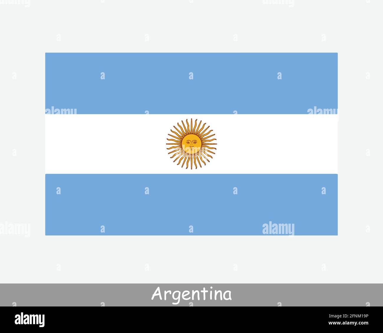 National Flag of Argentina. Argentinian Country Flag. Argentine Republic Detailed Banner. EPS Vector Illustration Cut File Stock Vector