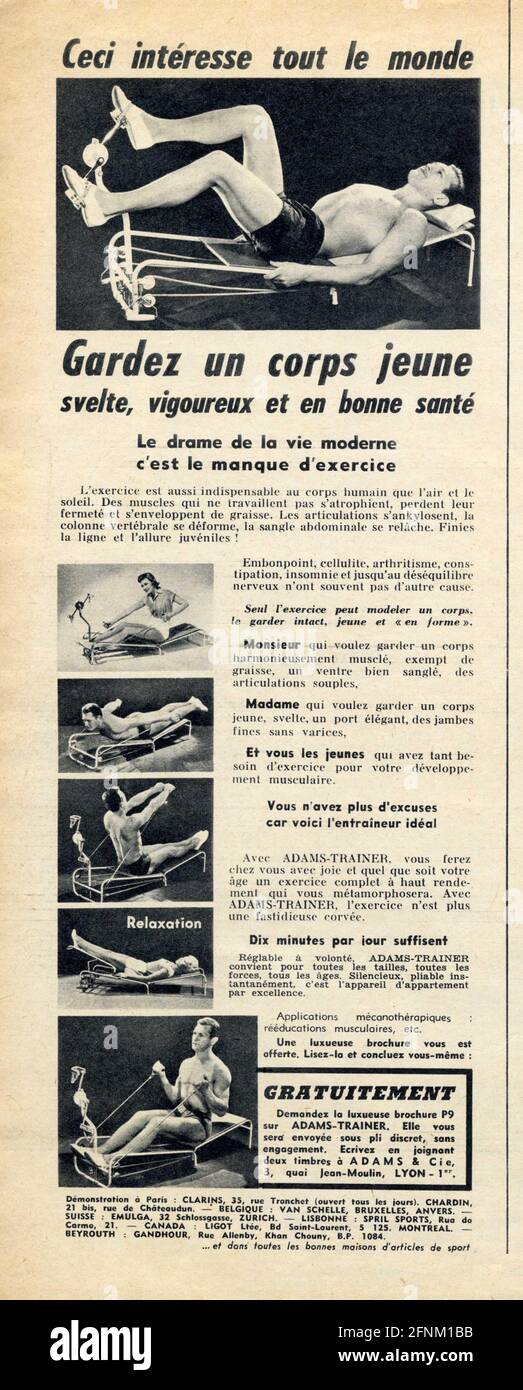 Publicité ancienne. Gardez un corps jeune, svelte, vigoureux et en bonne santé Stock Photo